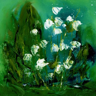 Expressive Oil Painting of a Lily of the Valley Art - Expressive Florals - Pop of Color - Flower Oil Painting Square - Daily Painter Art 