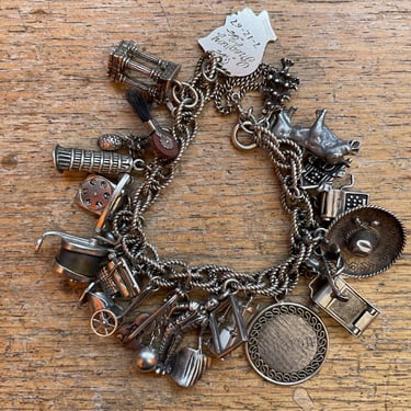 Vintage Sterling Silver Charm Bracelet 29 Charms