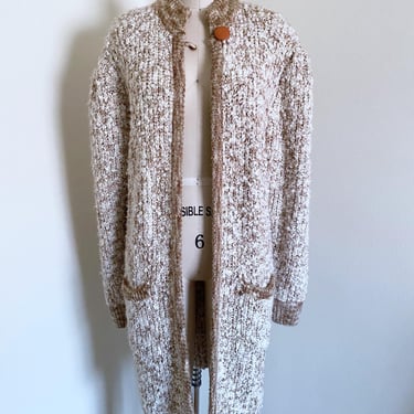 Vintage 80's Marled Brown Cardigan, Loose Fit, Sweater Duster 