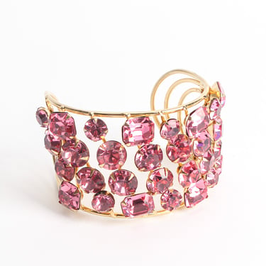 Rose Pink Crystal Wire Cuff