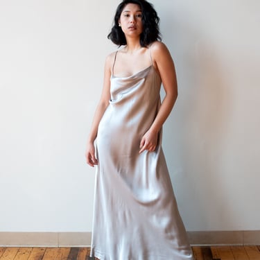 Gray Silk Slip Dress | Donna Karan 