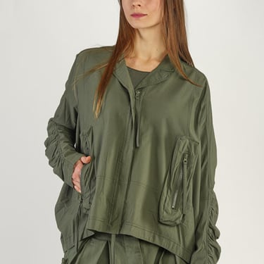 Oversized Notched Collar Jacket with Pocket Detail in JUNGLE or BLACK