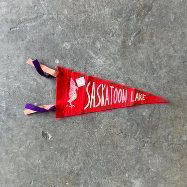 Vintage Saskatoon Lake Canada Felt Souvenir Pennant 