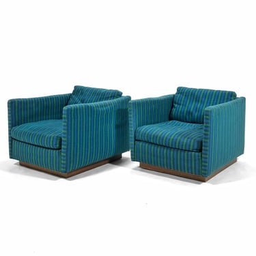 Milo Baughman Cube Lounge Chair Pair by James