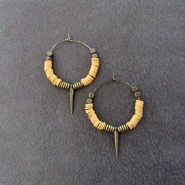 Bronze and yellow polymer clay hoop earrings 