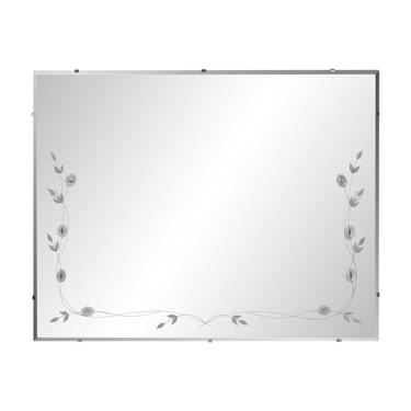 Vintage Etched Beveled Wall Mirror with Floral Details