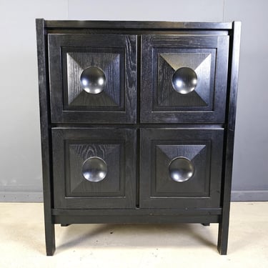 Black brutalist bar cabinet, 1970s - vintage black brutalist bar cabinet - vintage brutalist cabinet - brutalist design - black cabinet 