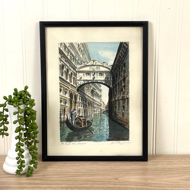 Il Ponte dei Sospiri watercolor painting - vintage painting of Venice 