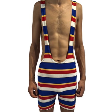 1960S Multicolor Striped Polyester Piqué 1920S Style Swimsuit 