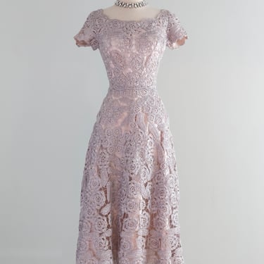 Stunning 1950's Italian Couture Oyster Grey Raffia Dress by Tina Nozzoli / SM