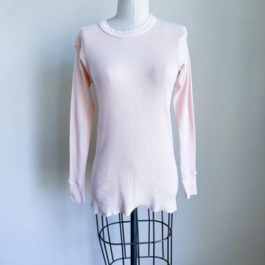 Vintage Light Pink Waffle Knit Thermal Top / XS-S 