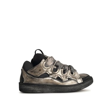 Lanvin 'Curb' Grey Leather Blend Sneakers Men