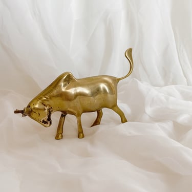 Vintage Brass Charging Bull 