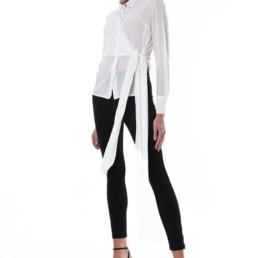 Sheer Tie Waist Blouse