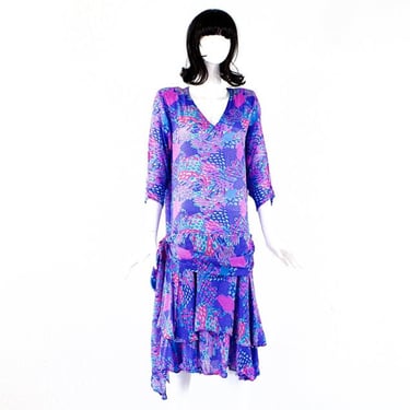 Deadstock VINTAGE: 1980's - Chez Zvanni India Silk Dress - Flapper Design - Hippie Festival Gipsy - New Old Stock - SKU 24-00014899 