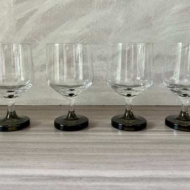 Vintage Set of 4 1960s Rosenthal Crystal Secunda Smoke Variation Mid Century Modern Glassware 