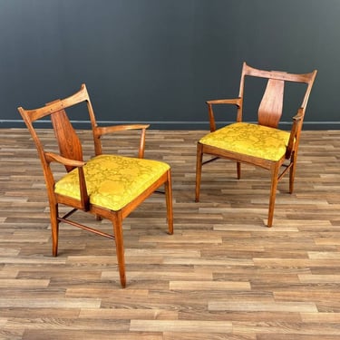 Pair of Mid-Century Modern Sculpted Walnut Arm Chairs, c.1950’s 