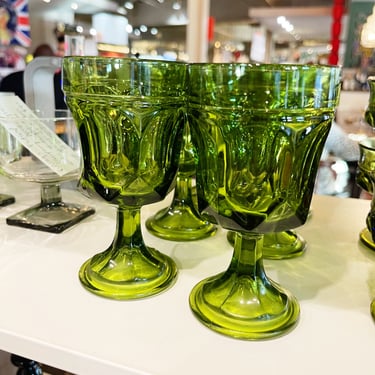 Vintage Anchor Hocking Green Fairfield Glasses