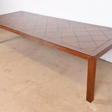 Henredon Mid-Century Modern Oak Parsons Extension Dining Table With Parquet Top, Newly Refinished