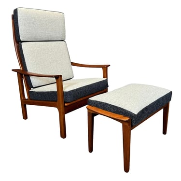 Vintage Danish Mid Century Modern Teak Lounge Chair and Ottoman by Broderna Andersson 