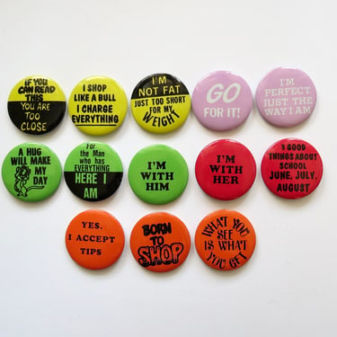 Vintage Pinback Buttons -  80s Funny Novelty Pins - You Choose - Genuine Vintage Pin 