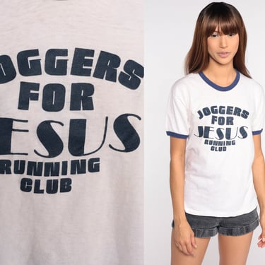 Joggers For Jesus Shirt Vintage Christian Shirt Vintage Ringer tshirt 80s T Shirt Jogging Tshirt Jogging Shirt Medium Large 