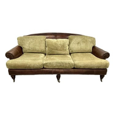 Lillian August for Drexel Heritage Leather and Fabric Regency Sofa 