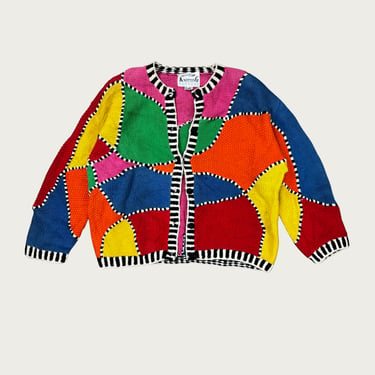 Rainbow Geometric Knit Cardigan