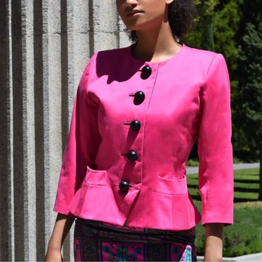 YSL 80s Vintage Barbie Pink Jacket Blazer Cotton SZ S M 