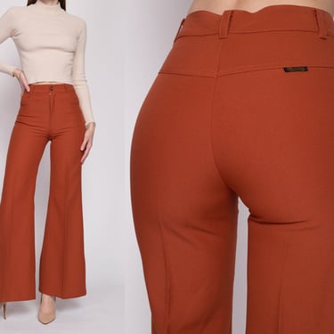 XS| 70s Burnt Orange High Waisted Flared Pants - Extra Small, 25