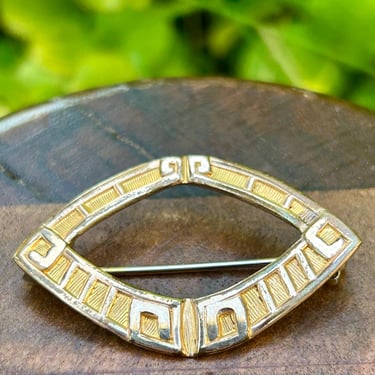 Gold Filled Art Deco Brooch Egyptian Revival Geometric Open Brooch Vintage Retro 