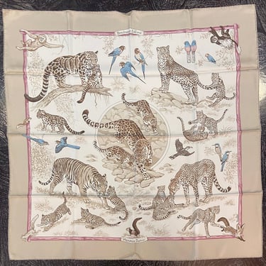 Hermes Tendresse Feline by Robert Dallet Silk Twill Scarf