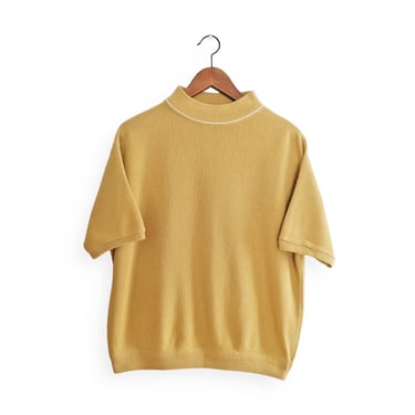 60s mock neck / sweater shirt / 1960s honey wheat acrylic knit Kurt Cobain sweater shirt Large 