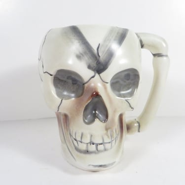 Vintage Ceramic Halloween Skull Coffee Cup Mug 