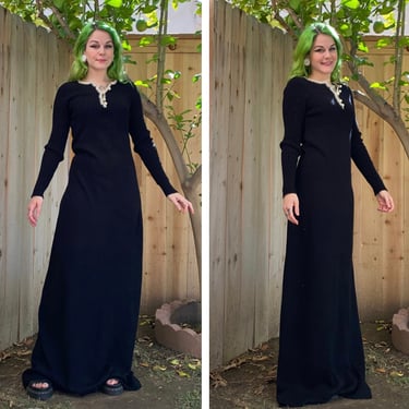 Vintage 1960’s Long Sleeve Black Sweater Dress 