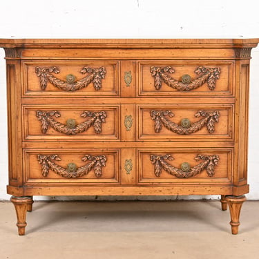Karges French Regency Louis XVI Burled Walnut Dresser or Chest of Drawers, Circa 1960s