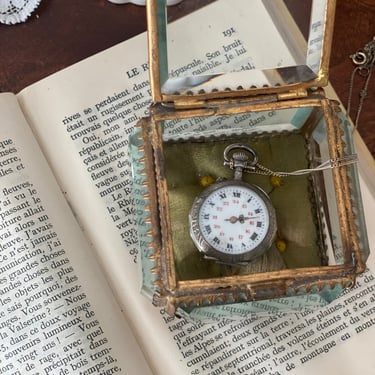 turn of the century French etched silver chatelaine ladies pocket watch