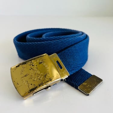 Vintage 1996 Summer Olympics GA Blue Fabric Canvas Gold Buckle Belt 