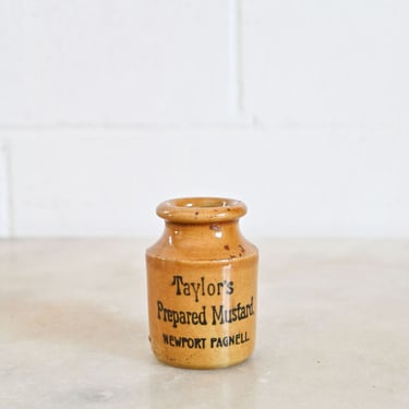 vintage stoneware advertising jar "taylor's prepared mustard"