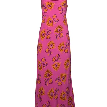 Rhode - Pink w/ Orange Paisley Print Cowl Neck Dress Sz 4