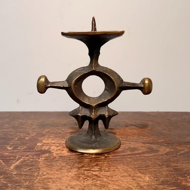 Zoltan Pap Bronze Brutalist Candleholder  - Signed Bronze MCM Candleholders - Rare Modernist Decor - Vintage Mid Century Design - Hungarian 