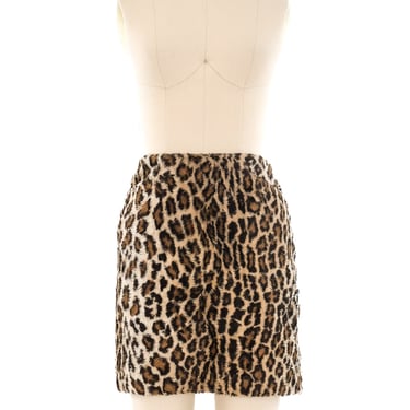 Dolce and Gabbana Leopard Printed Faux Fur Skirt