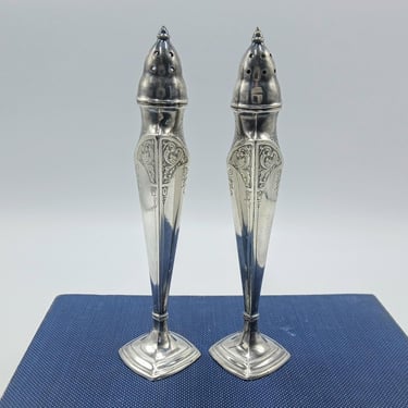 Vintage Silver Plate Salt and Pepper Shakers, Antique 1944 Astor by Poole Empire Style Shaker Set, Vintage Dinnerware 