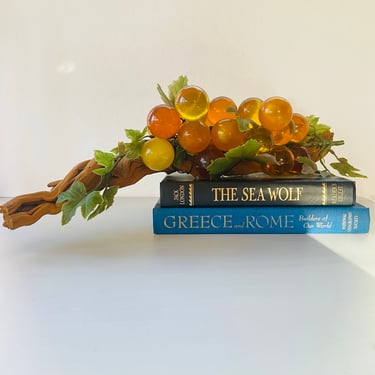 Vintage Mid Century Modern Lucite Amber Grapes / Large Driftwood Lucite Grape Cluster / MCM Grape Cluster / Free US Shipping 