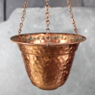 Hanging Hammered Copper on Brass Small Planter | Small Hanging Planter | Indoor Planter | Bixley Shop 