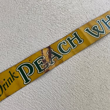 Vintage Drink Peach Whip Tin Sign, Soda Pop, Soft Drink Signs, Antique Advertising, Signage, Bar Decor, Green And Yellow 