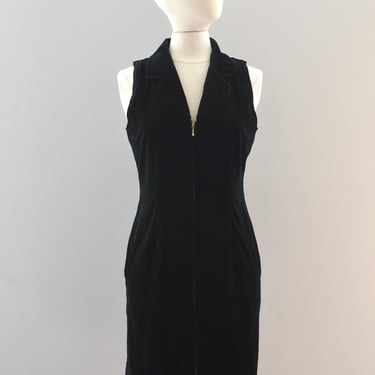 Vintage 90s Velvet Zipper Front Dress