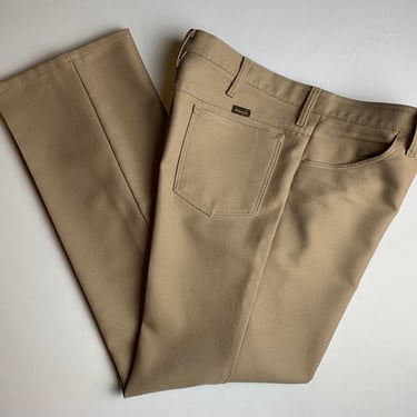 Vintage Wrangler Beige Straight Leg Polyester Pants Size 36 x 32 