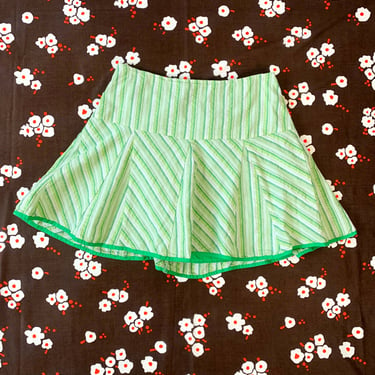 Y2K Green Striped Mini Skirt