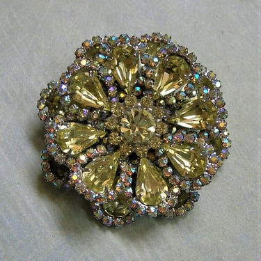 Vintage Weiss Brooch Pin, Old Weiss Pin, Old Rhinestone  and Aurora Borealis Pin, Vintage Weiss Brooch, Costume Jewelry (#4182) 